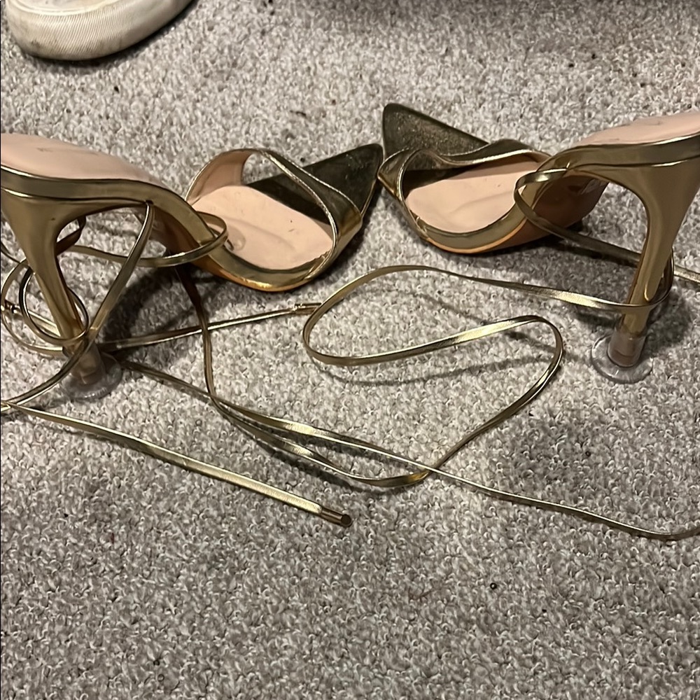 Elegant Gold Strappy Heels